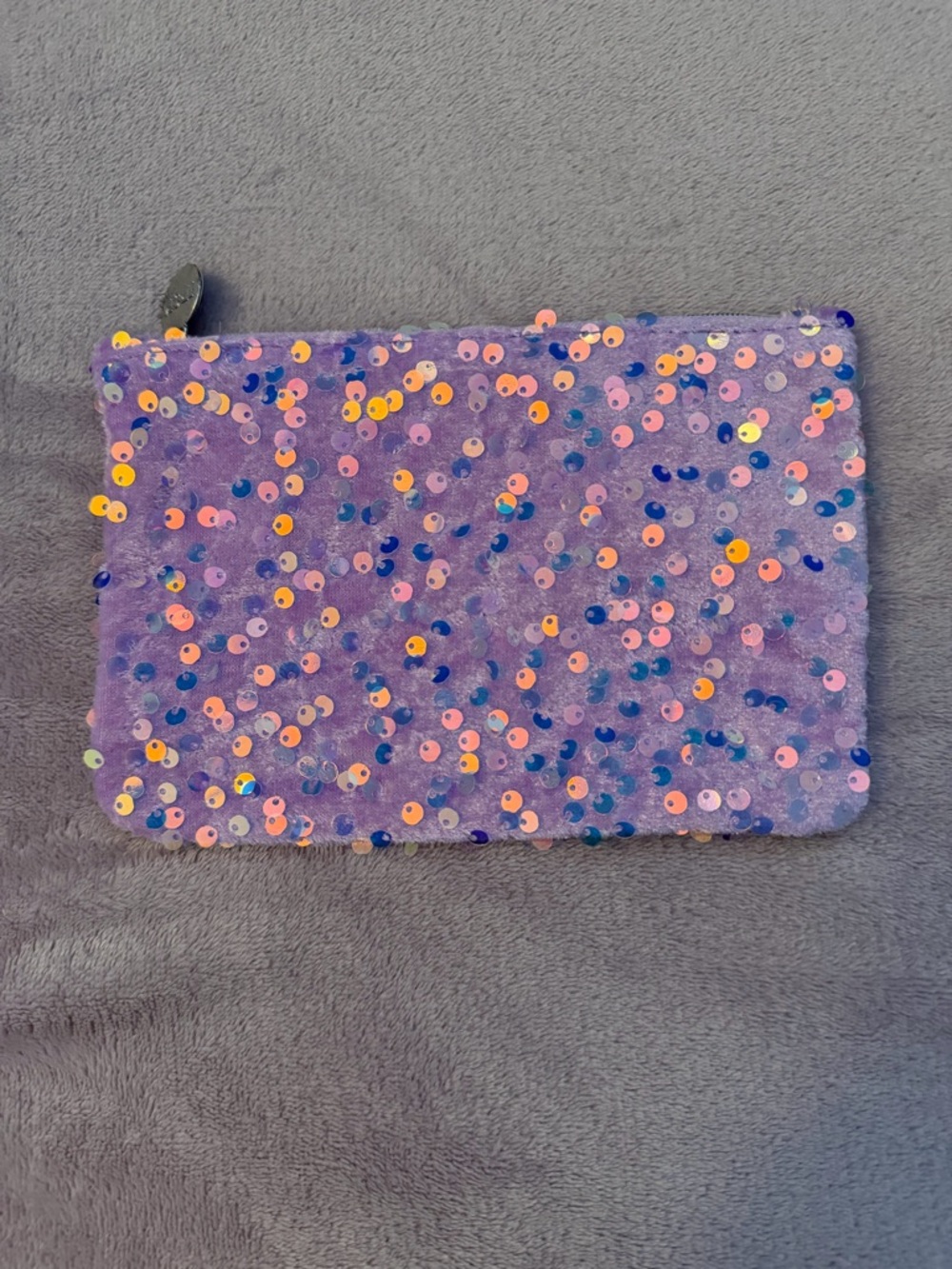 ipsy Lavender Sequin Makeup Pouch with Multicolor Accents